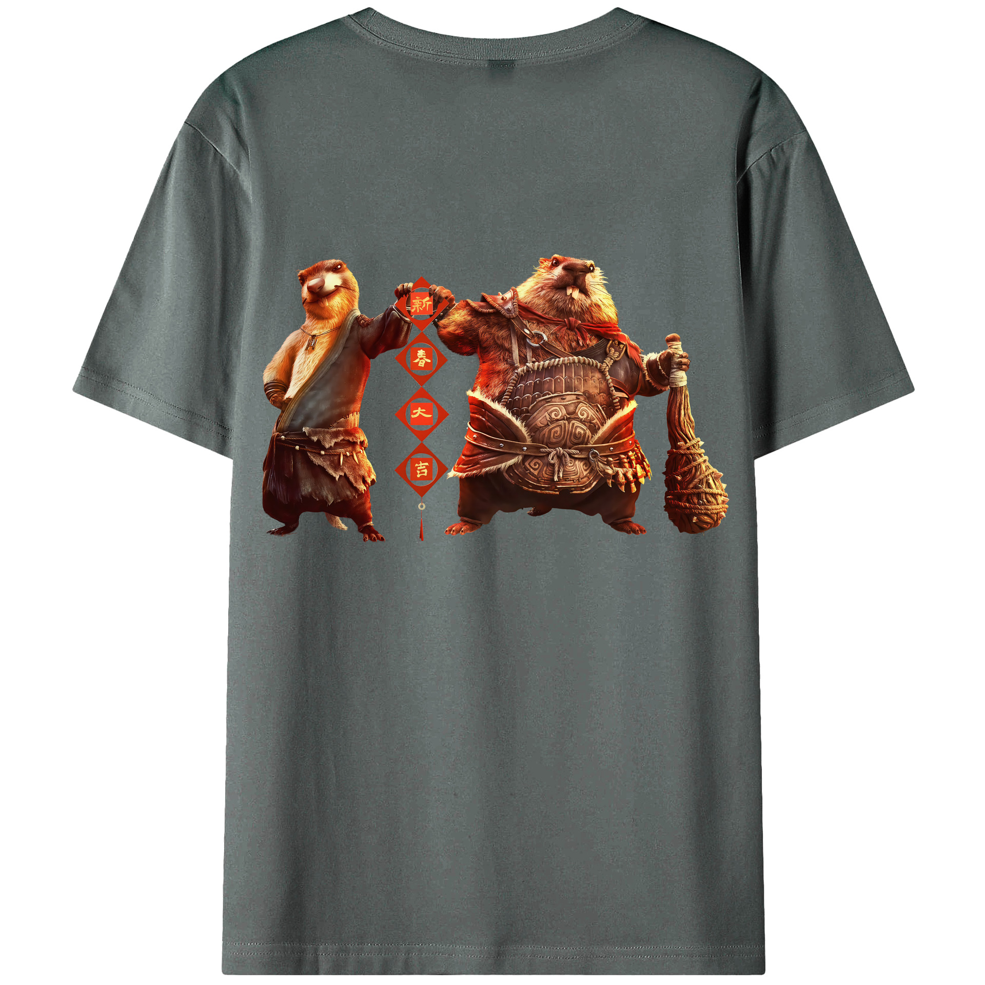 （画像用） Ne Zha 2 ナタ 魔童の大暴れ 綿100％ メンズ半袖Tシャツ（バックプリント） 通気性